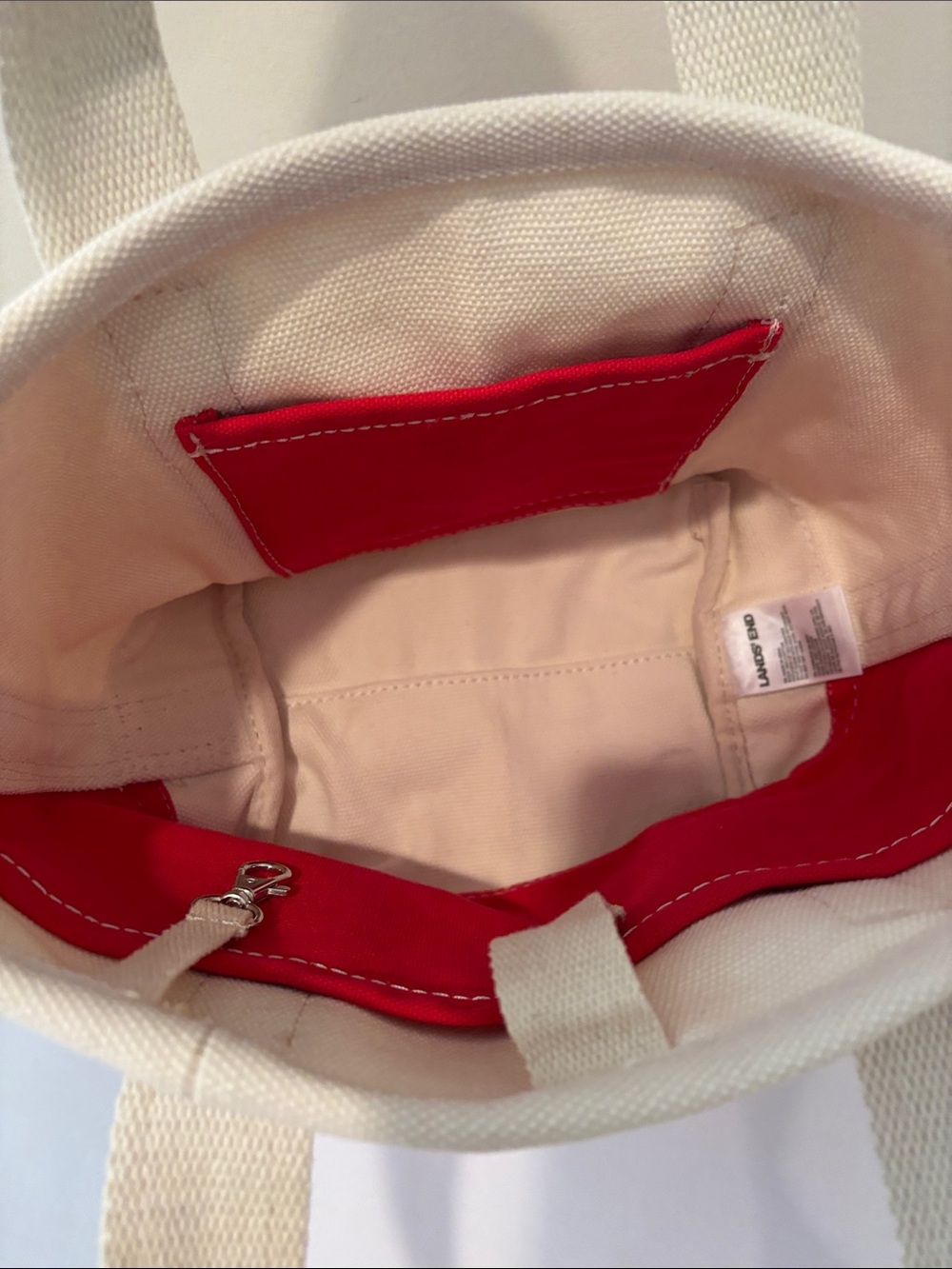 Lands' End Canvas Tote in Cream with Red Accents - Picture 3 of 5